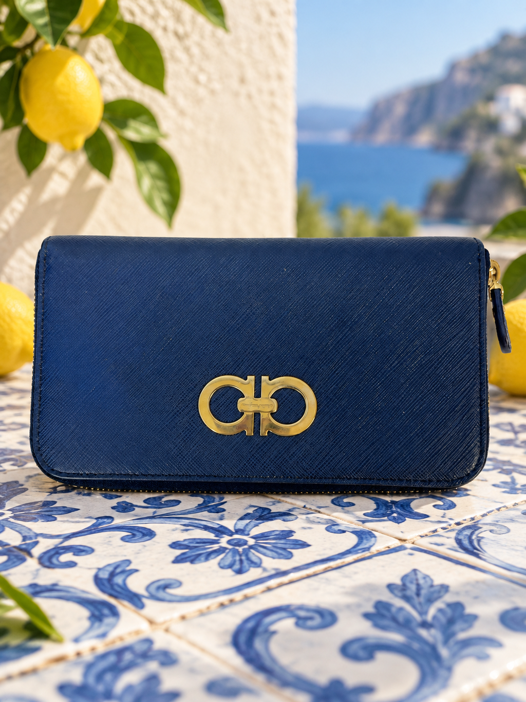 Ferragamo Gancini Zip Around Continental Wallet