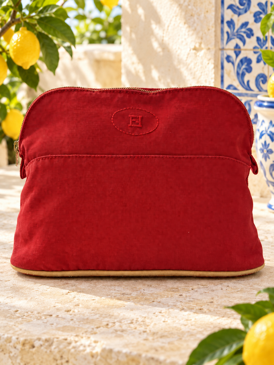 Hermes Bolide Pouch Case/Toiletry Bag Red