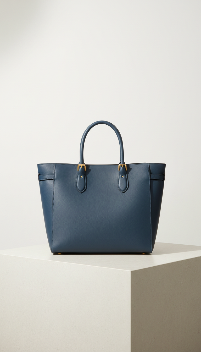 Sea Blue Italian Leather Tote