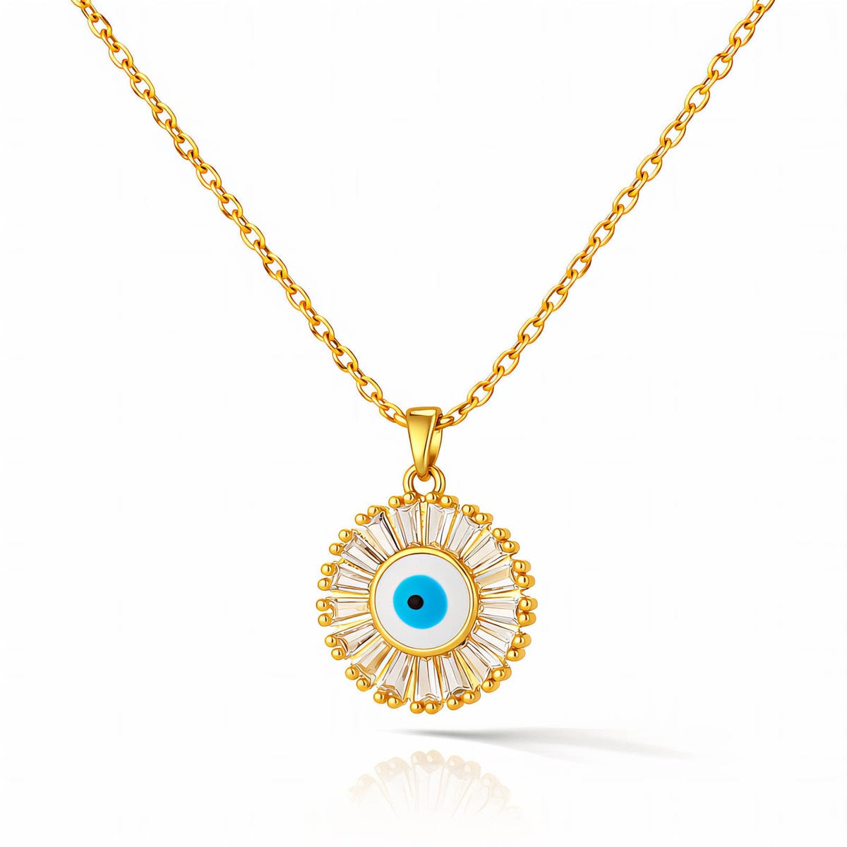 Evil Eye PVD Gold-Plated Brass Necklace - Crystallic