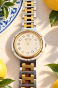 Hermes Clipper Watch 18K Yellow Gold Plated & Stainless Steel