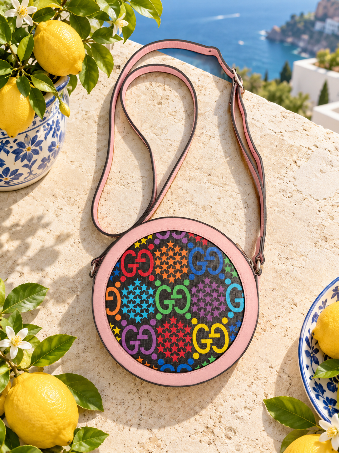 Gucci GG Supreme Monogram Psychedelic Round Crossbody Bag
