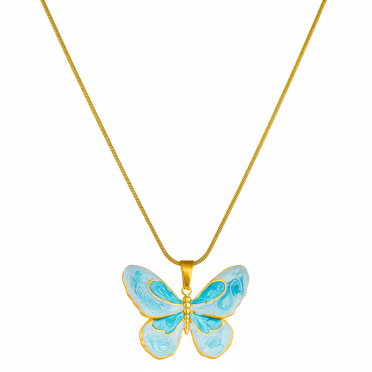 Butterfly PVD Gold-Plated Steel Necklace - Intensity