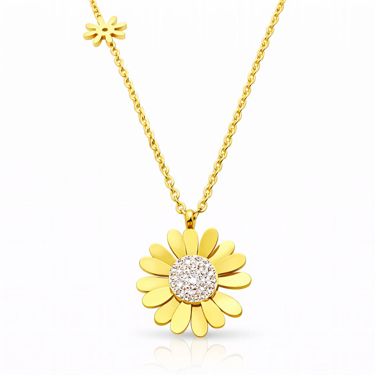 Flowers PVD Gold-Plated Steel Necklace - Intensity