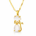 Cat PVD Gold-Plated Brass Necklace - Crystallic
