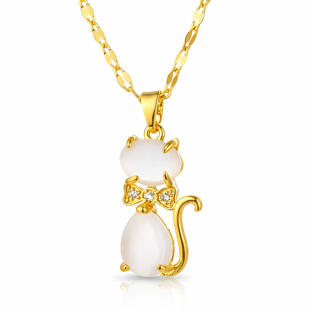 Cat PVD Gold-Plated Brass Necklace - Crystallic