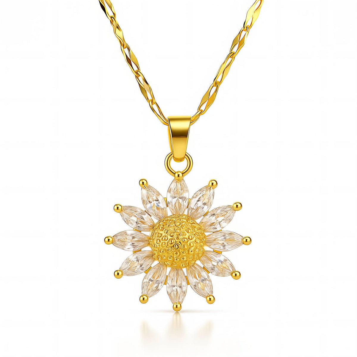 Flower PVD Gold-Plated Brass Necklace - Crystallic