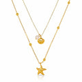 Starfish And Seashell PVD Gold-Plated Steel Necklace - Intensity