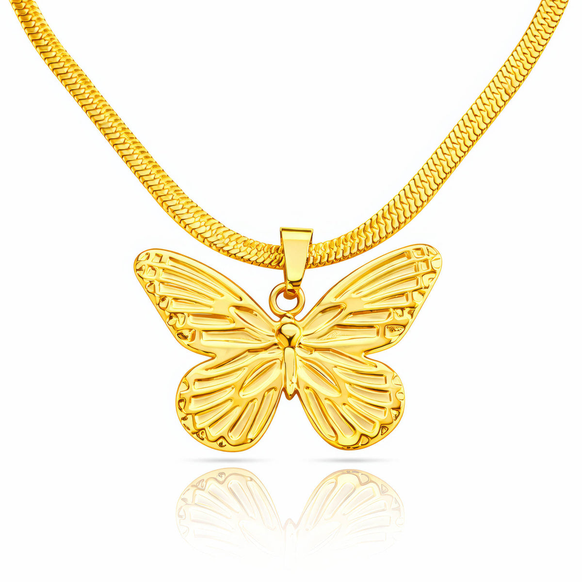 Butterflies PVD Gold-Plated Steel Necklace - Intensity