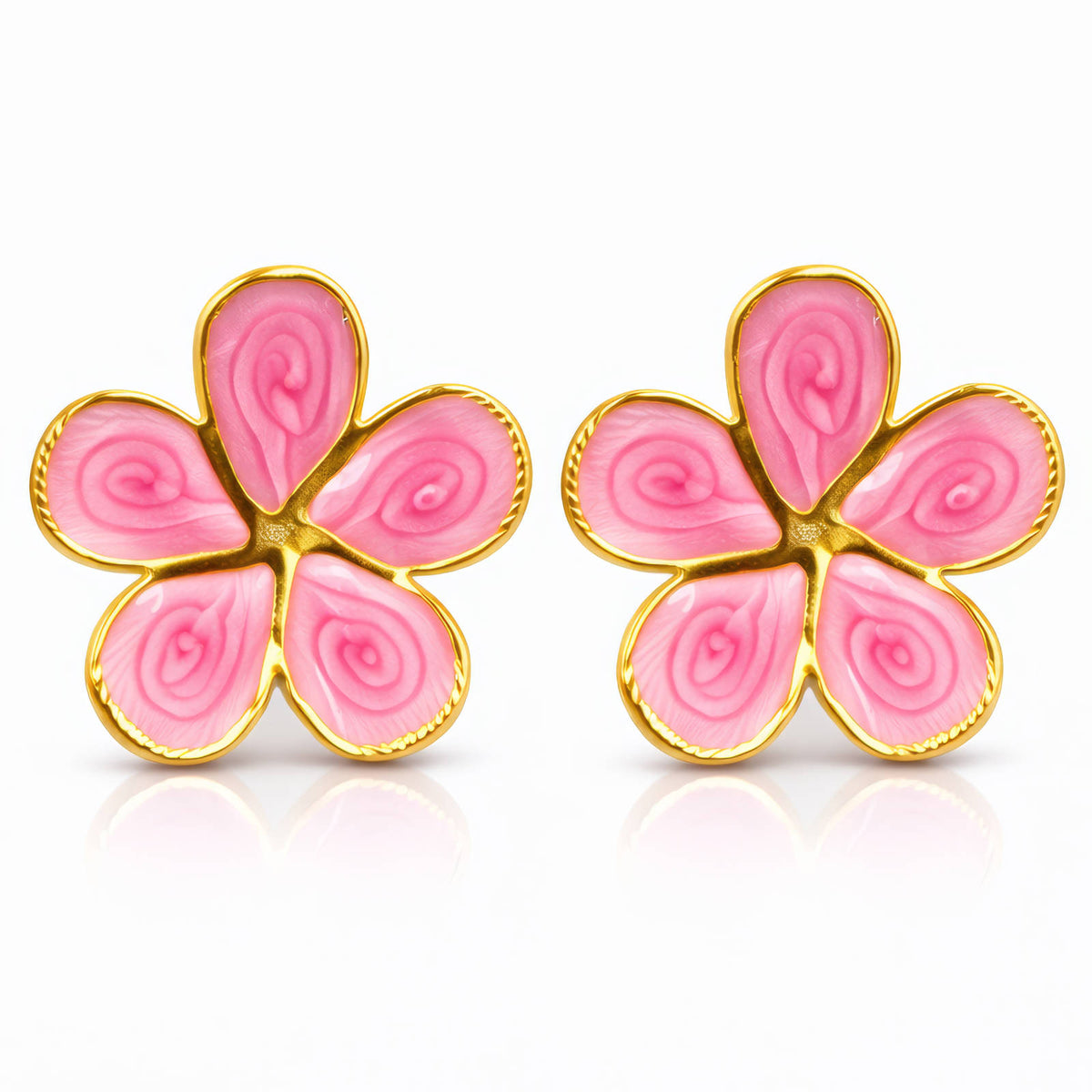 Flowers PVD Gold-Plated Steel Earrings - Intensity