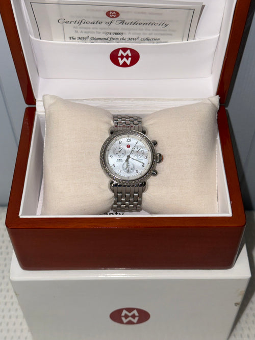 Michele CSX-36 Diamond Chronograph Stainless Steel Ladies Watch