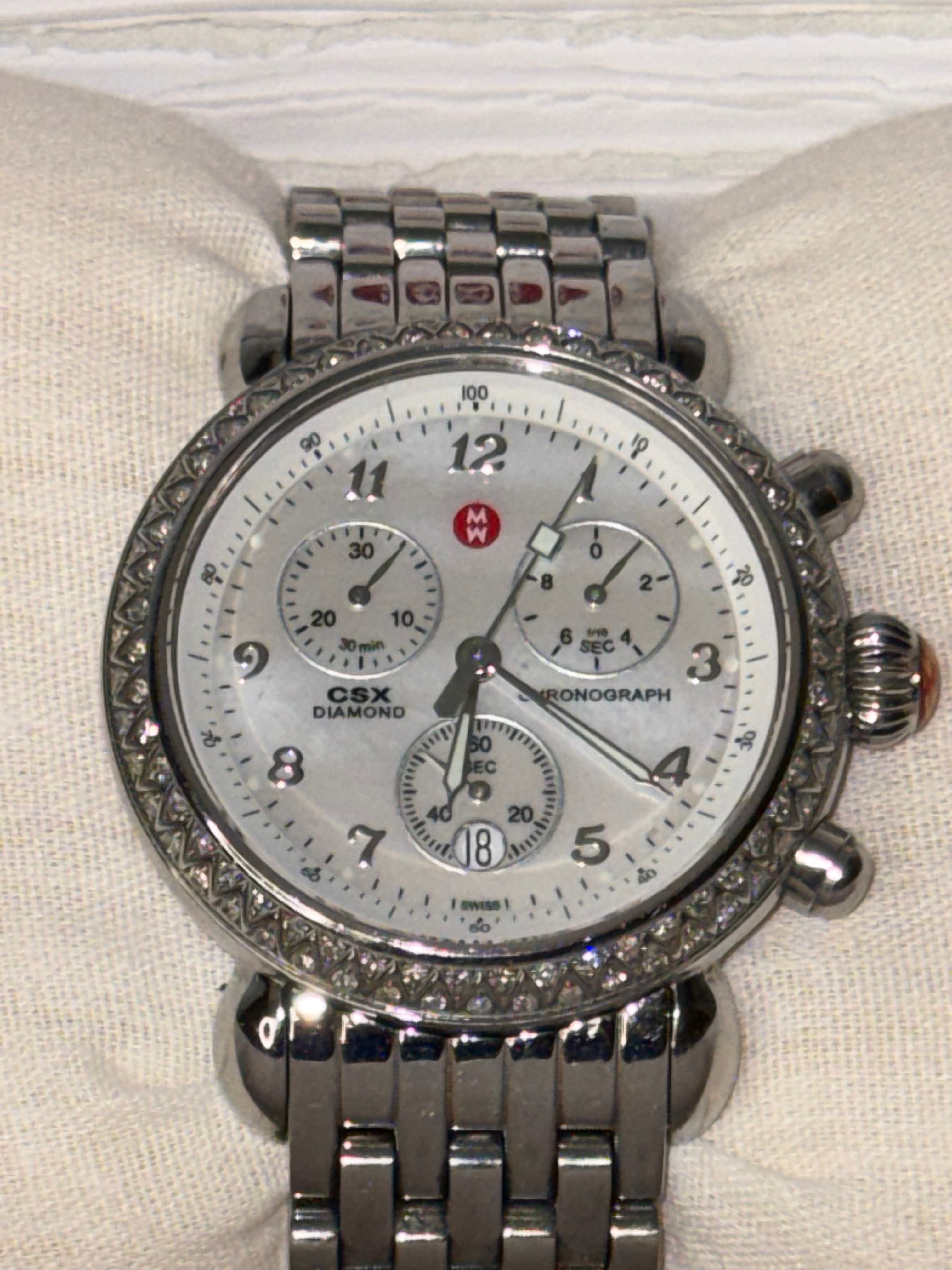 Michele CSX-36 Diamond Chronograph Stainless Steel Ladies Watch